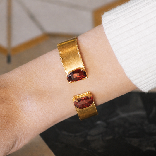 Chunky Brick Red Swarovski Stone Bangle