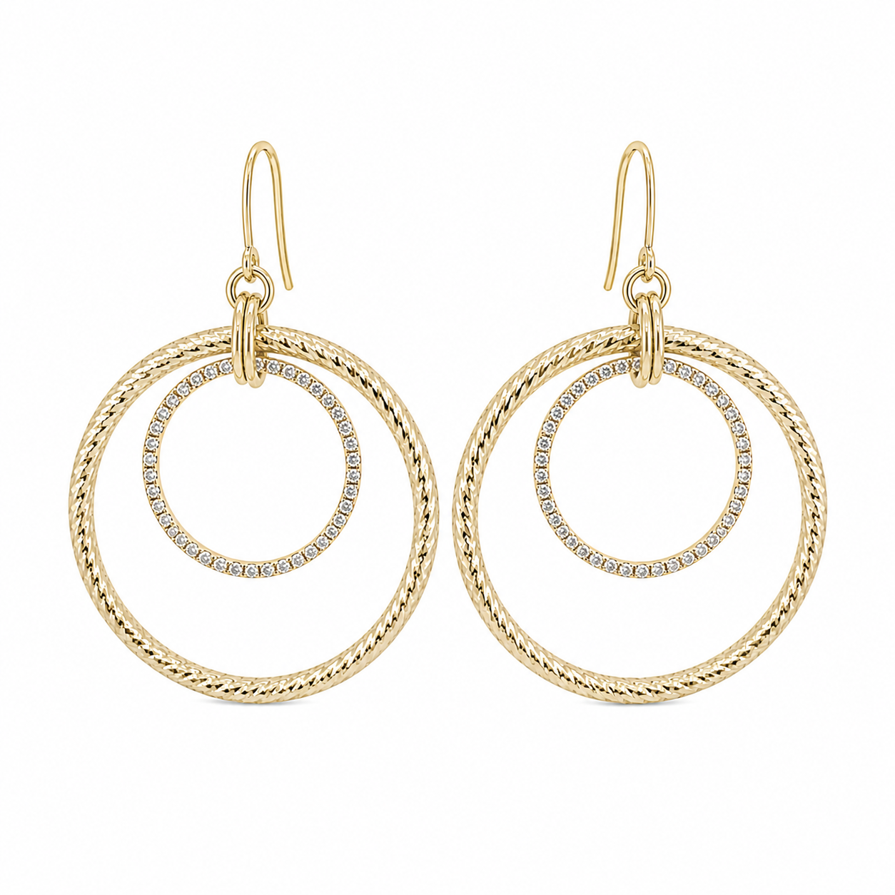 Double Circle Zircon Earrings