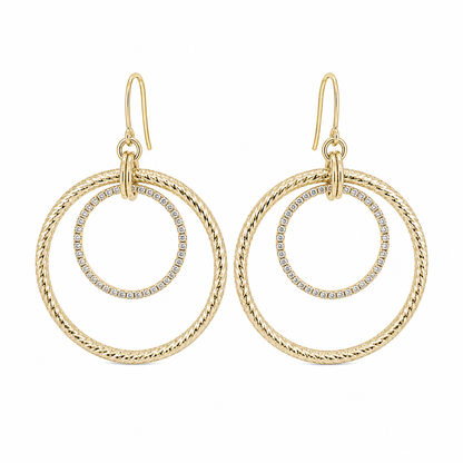 Double Circle Zircon Earrings