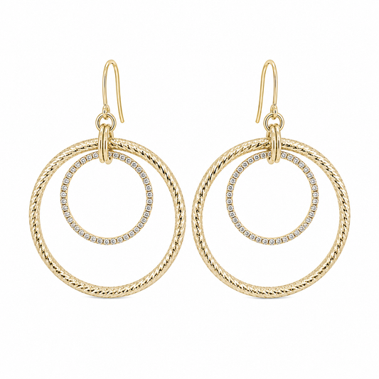 Double Circle Zircon Earrings