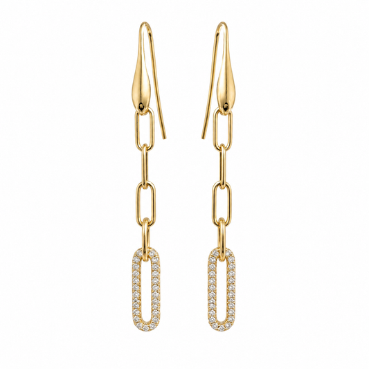 Dangling Chain Earrings With Zircon