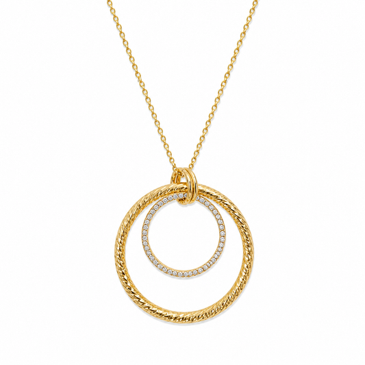Double Circle Zircon Necklace
