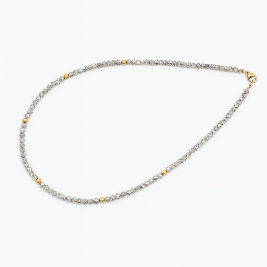 Beaded Silver Crystal Necklace