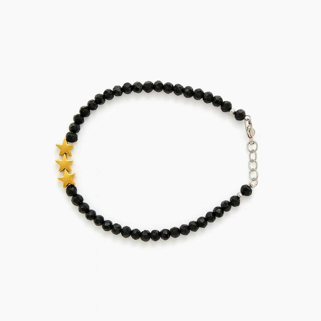Beaded Tri-Star Hematite Bracelet