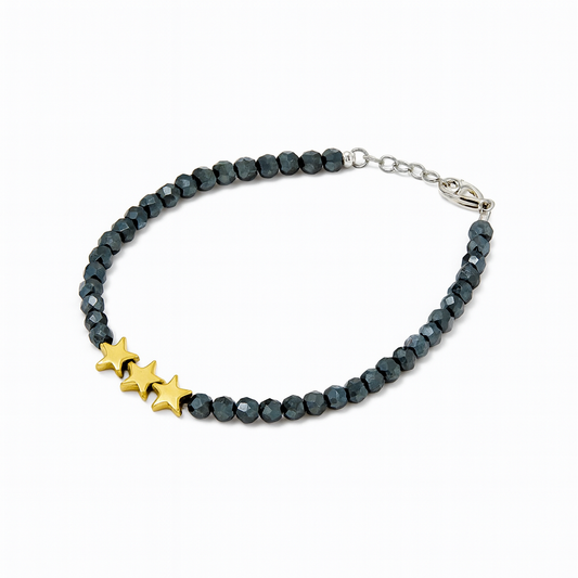 Beaded Tri-Star Hematite Bracelet