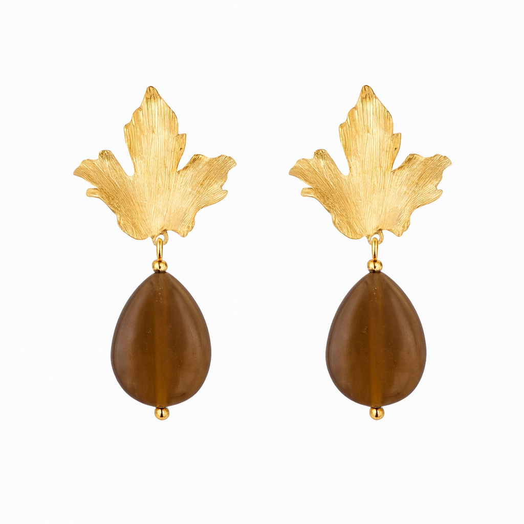 Acantha Leaf Earrings With Stone