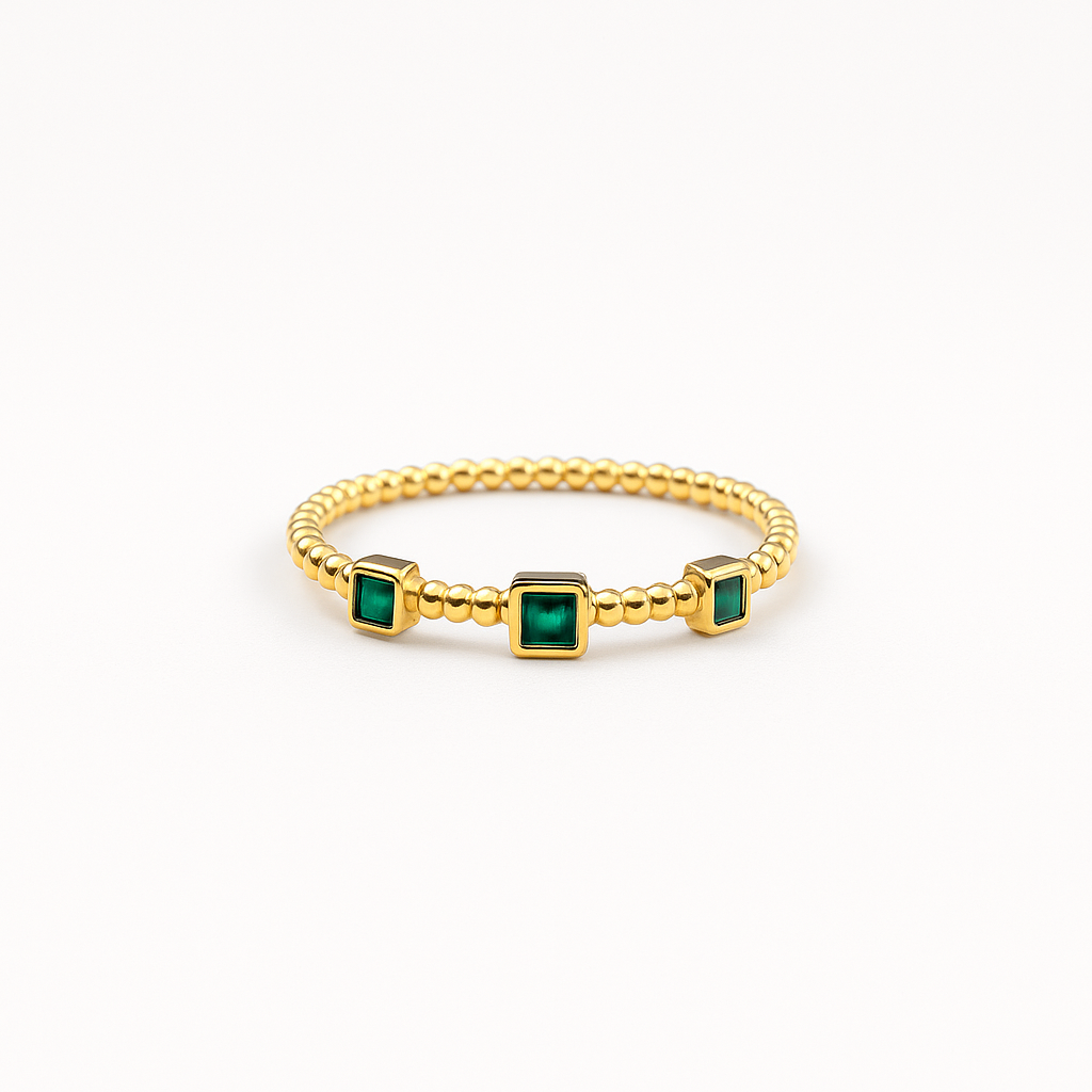 Emerald Squared Ring
