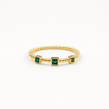 Emerald Squared Ring