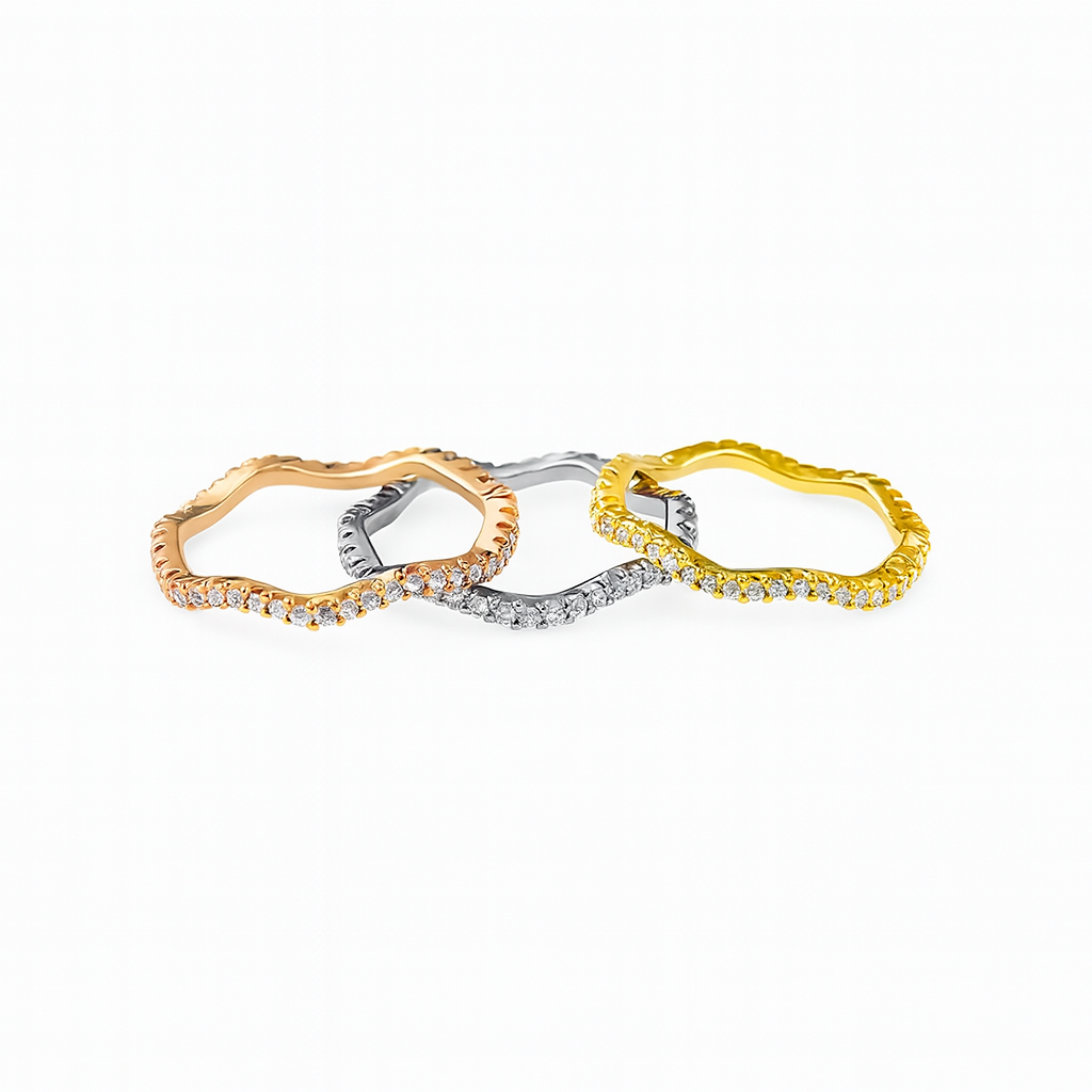 Wavy Triple Deck Rings