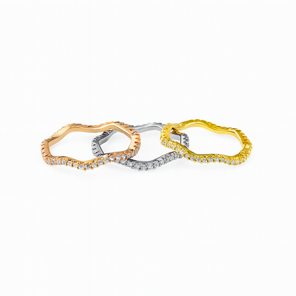 Wavy Triple Deck Rings