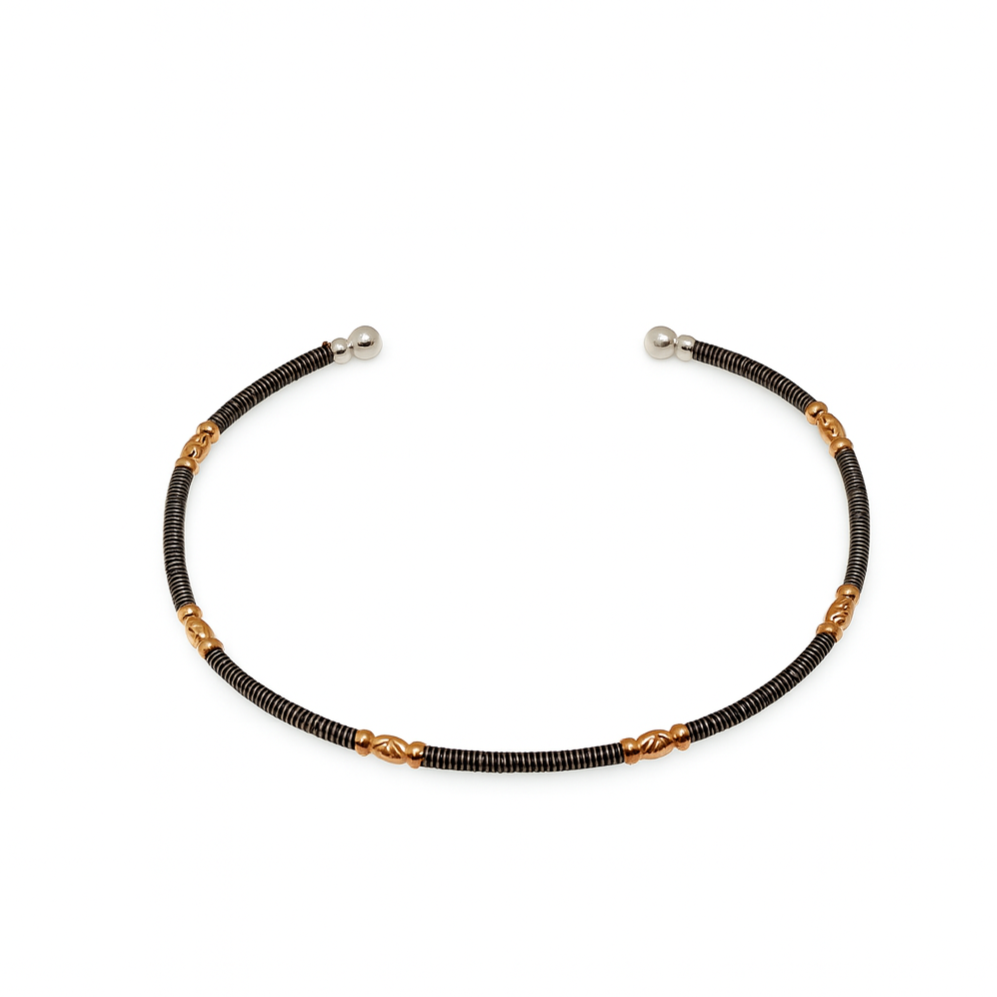 Two-Toned Black & Rose Gold Curvy Bangle