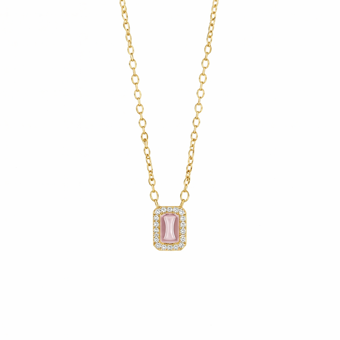 Simple Zircon Rectangle Necklace In Gold