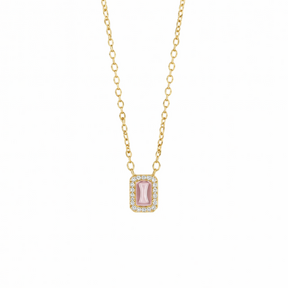 Simple Zircon Rectangle Necklace In Gold