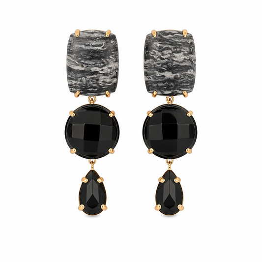 Black Marble Earrings