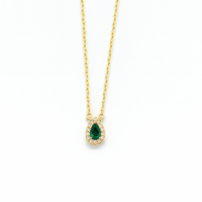Simple Zircon Teardrop Necklace In Gold