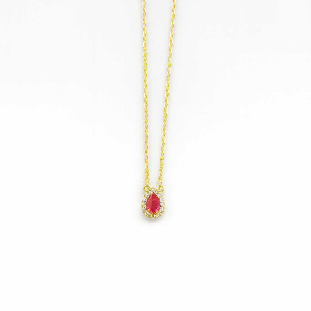 Simple Zircon Teardrop Necklace In Gold