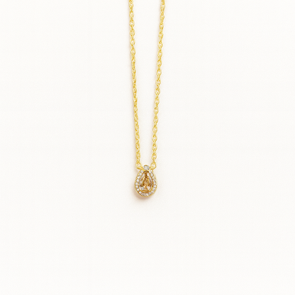 Simple Zircon Teardrop Necklace In Gold