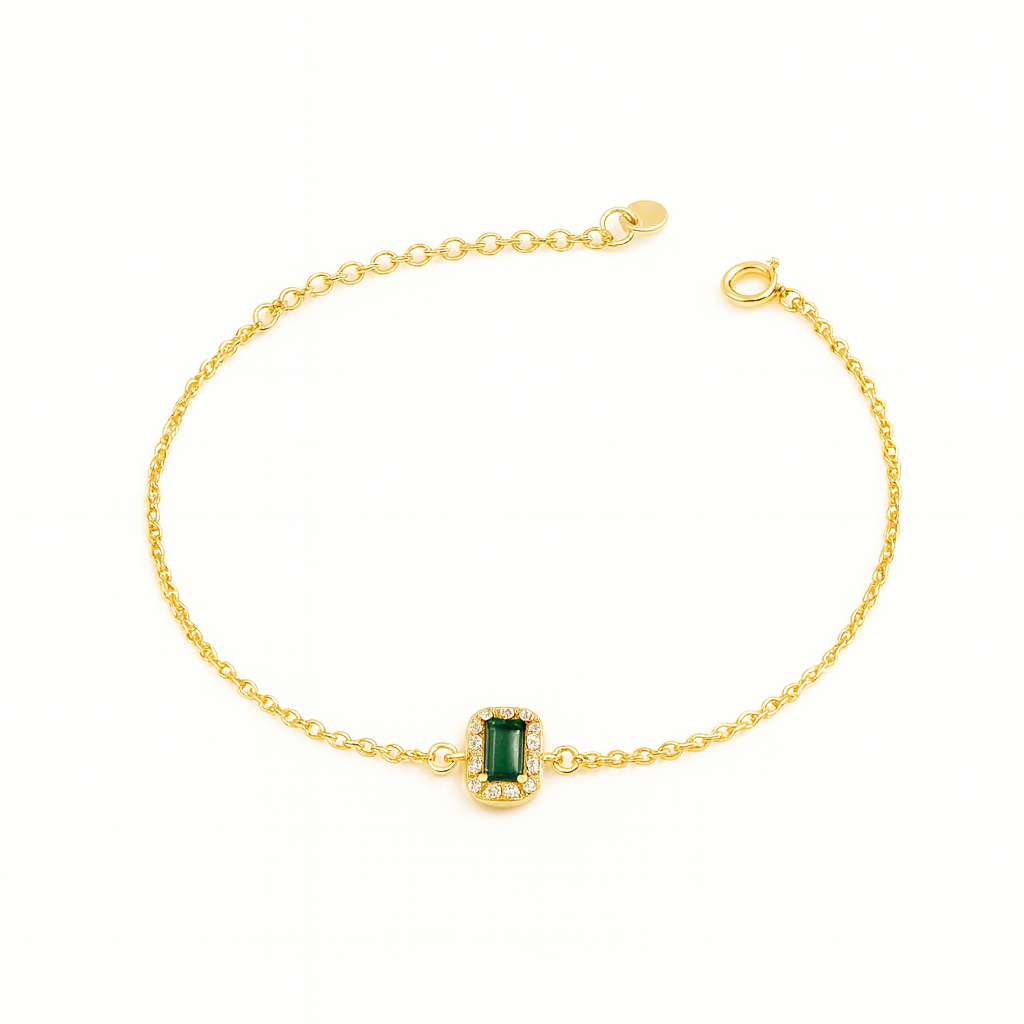 Simple Zircon Rectangle Bracelet In Gold