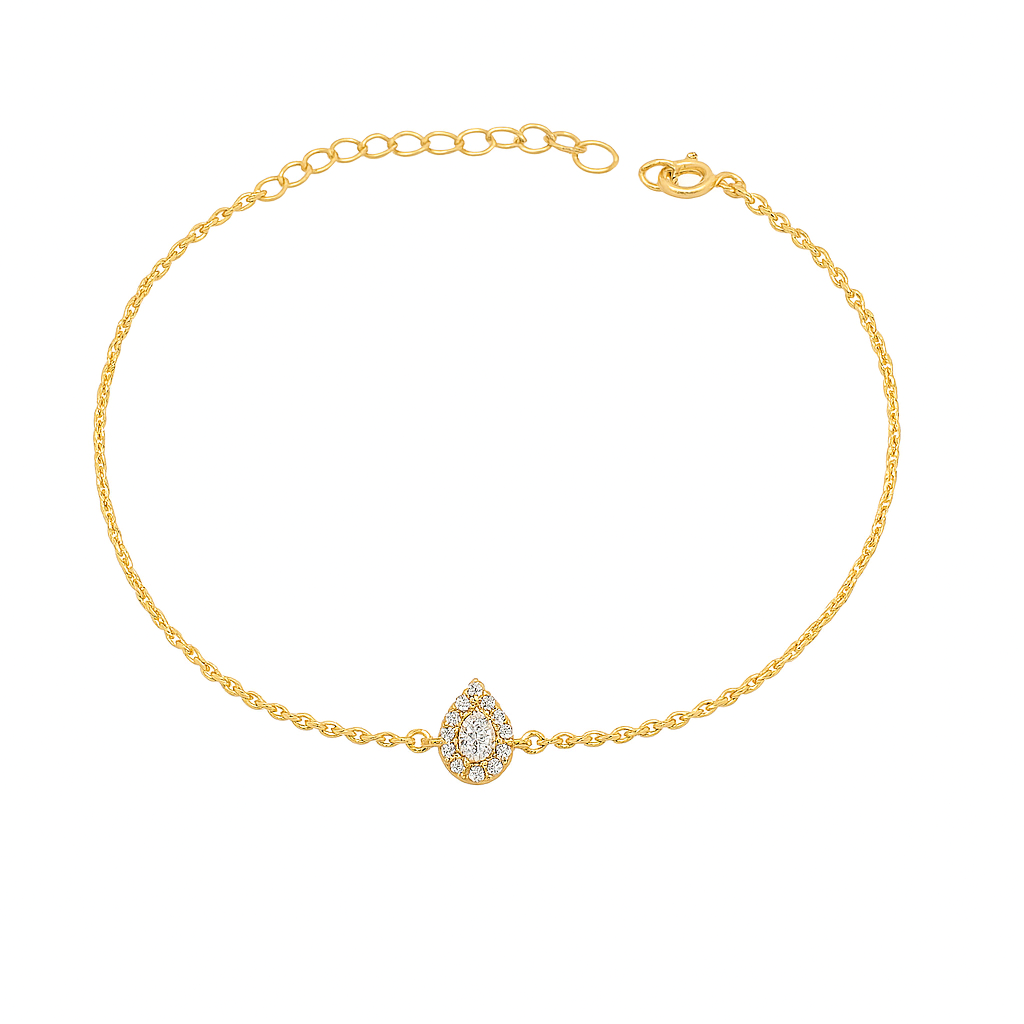Simple Zircon Teardrop Bracelet In Gold