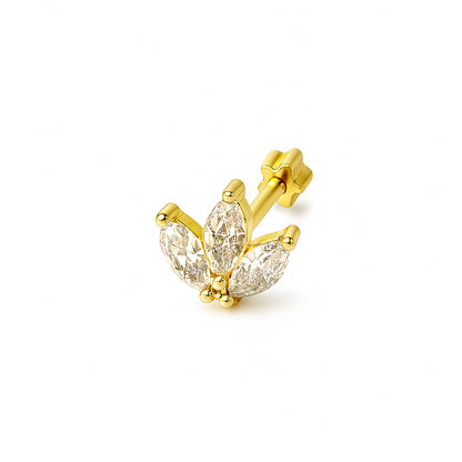 Single Piece Crystal Petal Flat-back Earring