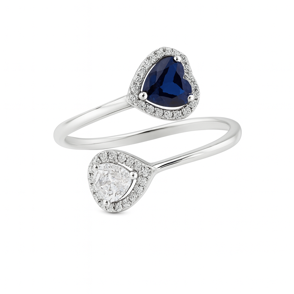 Zircon Teardrop with Heart Zircon Ring