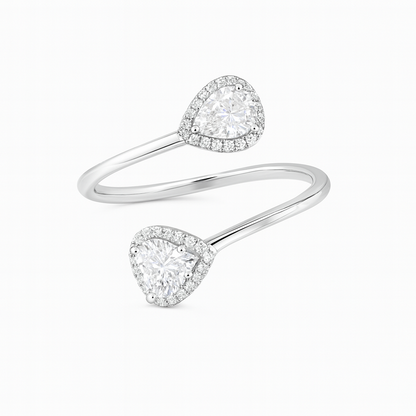 Zircon Teardrop with Heart Zircon Ring