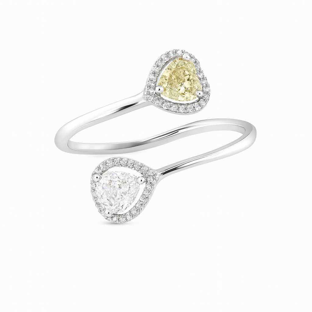 Zircon Teardrop with Heart Zircon Ring