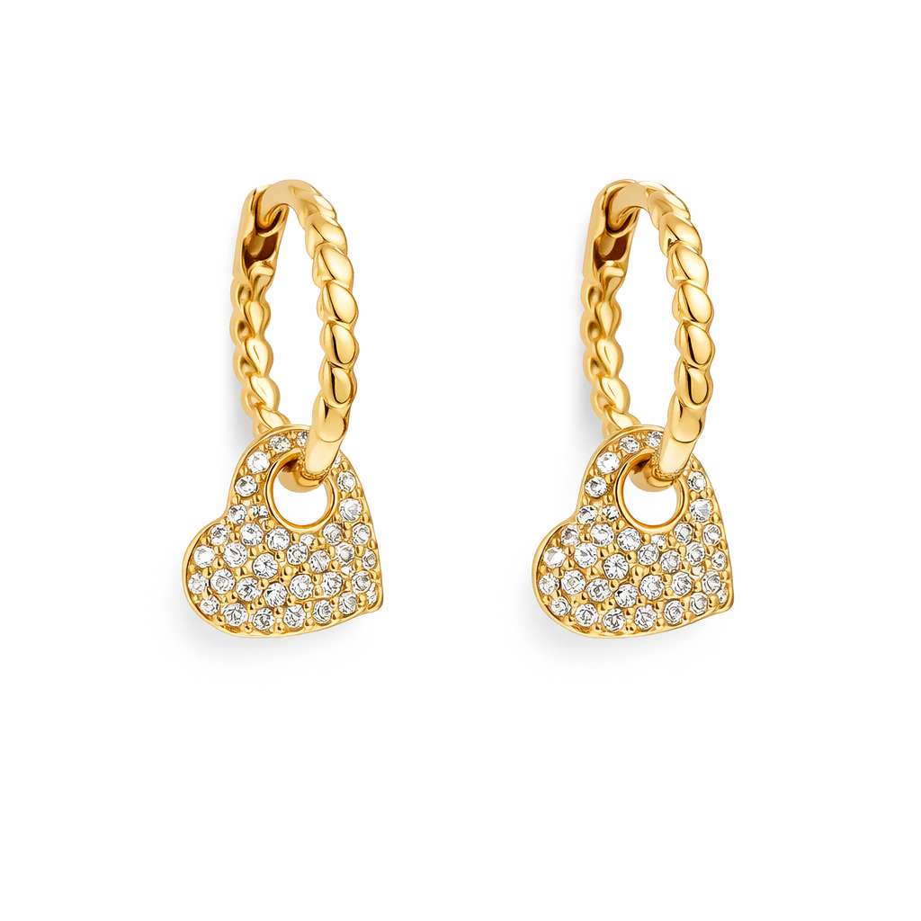 Bedazzled Heart Hoops