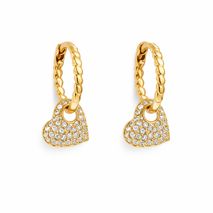 Bedazzled Heart Hoops