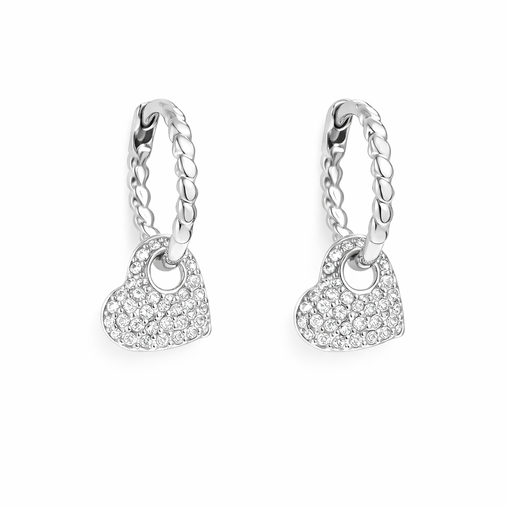 Bedazzled Heart Hoops