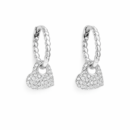 Bedazzled Heart Hoops