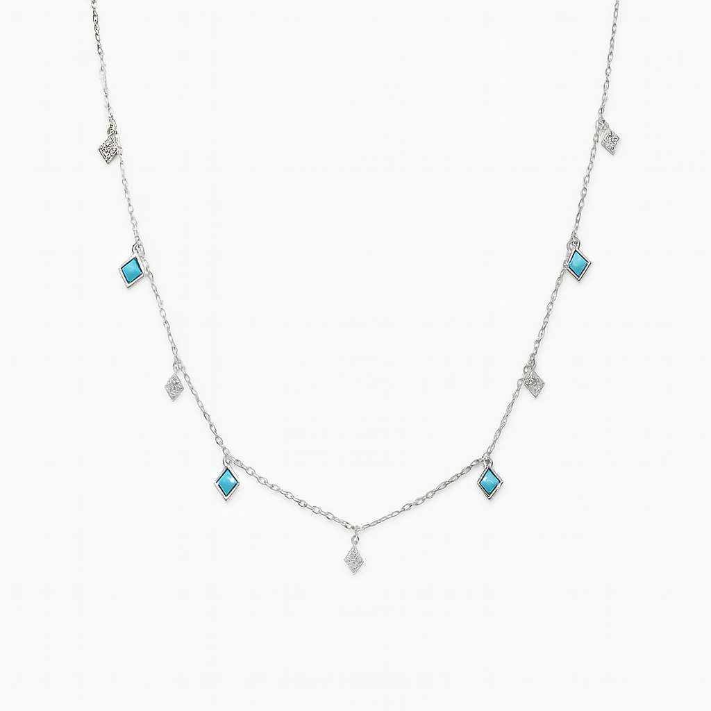 Diamond Turquoise Drops Necklace