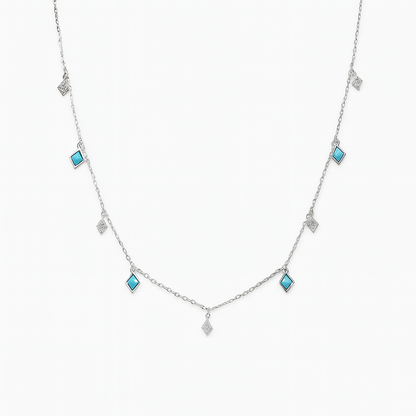 Diamond Turquoise Drops Necklace