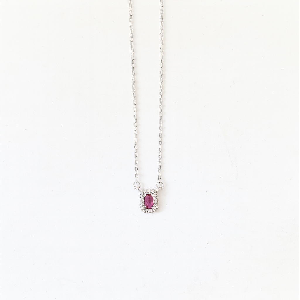 Simple Zircon Rectangle Necklace In Silver
