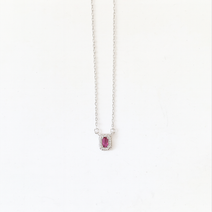Simple Zircon Rectangle Necklace In Silver