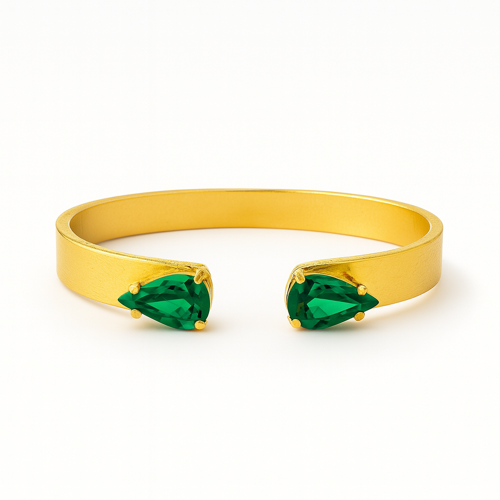 Emerald Big Teardrop Swarovski Stone Bangle
