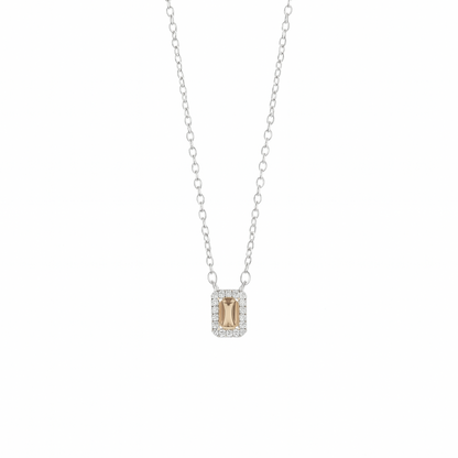 Simple Zircon Rectangle Necklace In Silver
