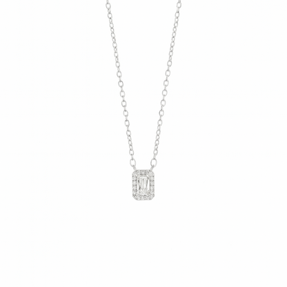 Simple Zircon Rectangle Necklace In Silver