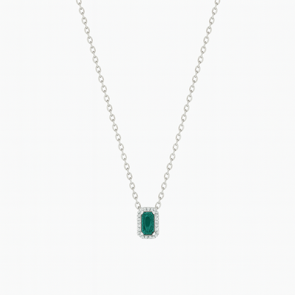Simple Zircon Rectangle Necklace In Silver