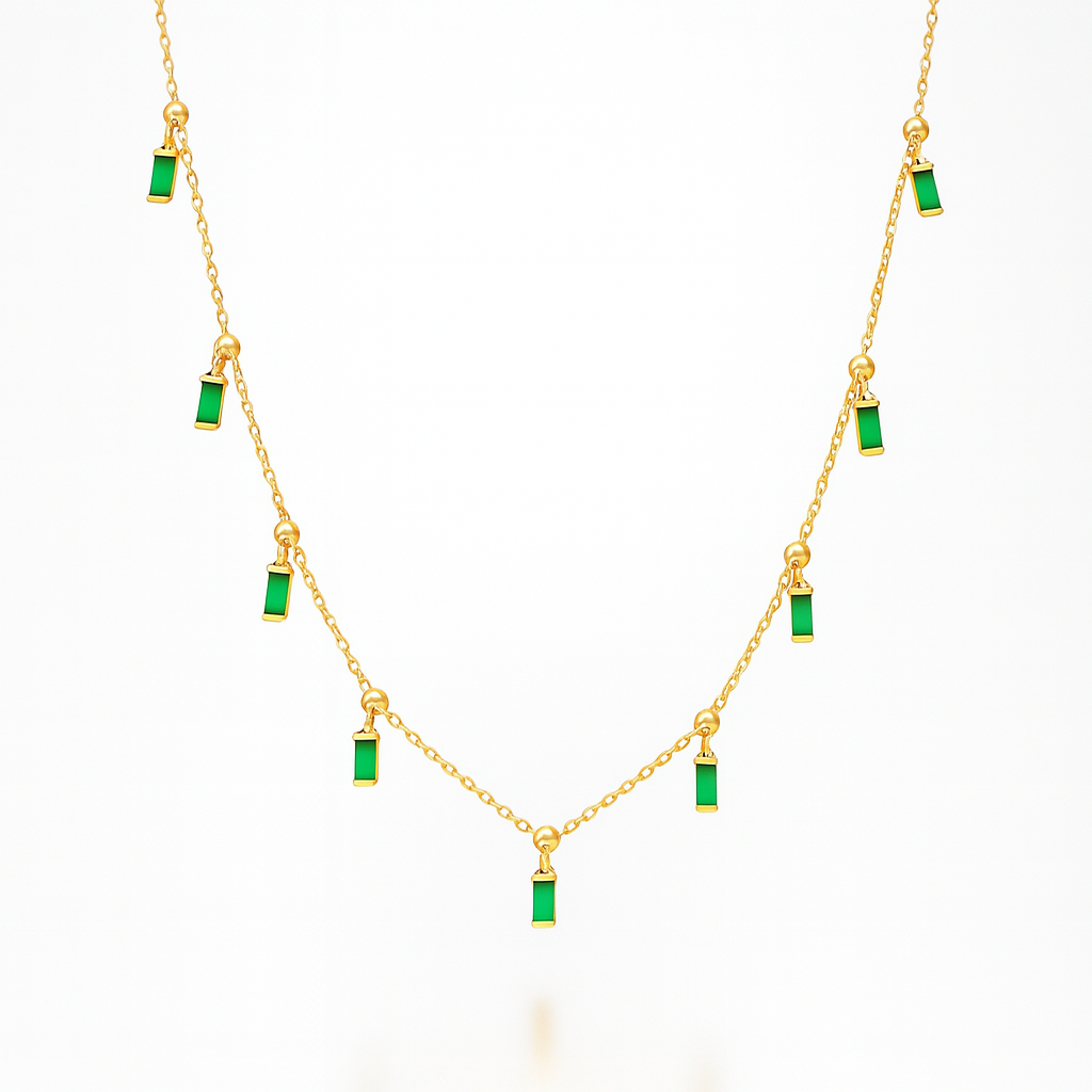 Baguette Dangling Charms Necklace