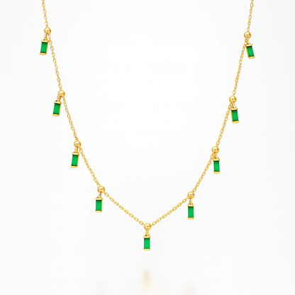 Baguette Dangling Charms Necklace