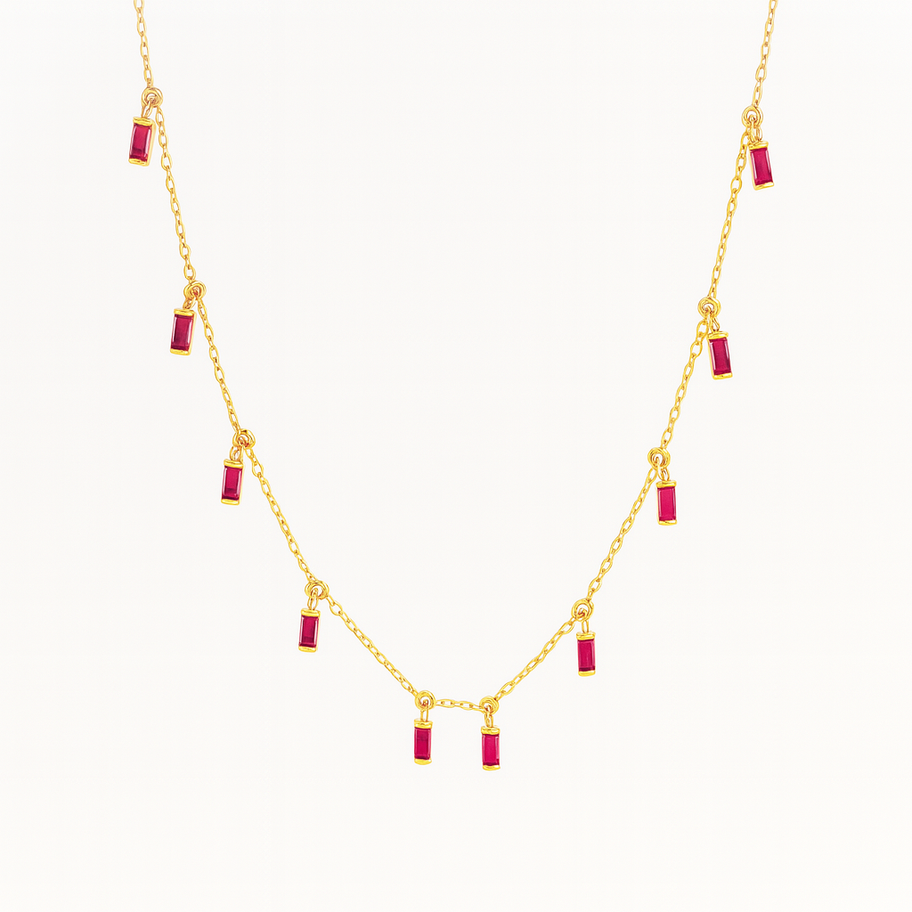 Baguette Dangling Charms Necklace