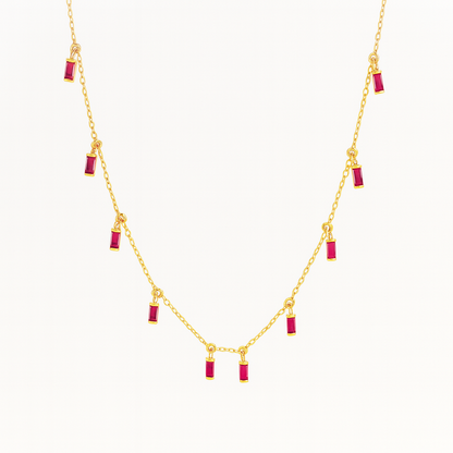 Baguette Dangling Charms Necklace