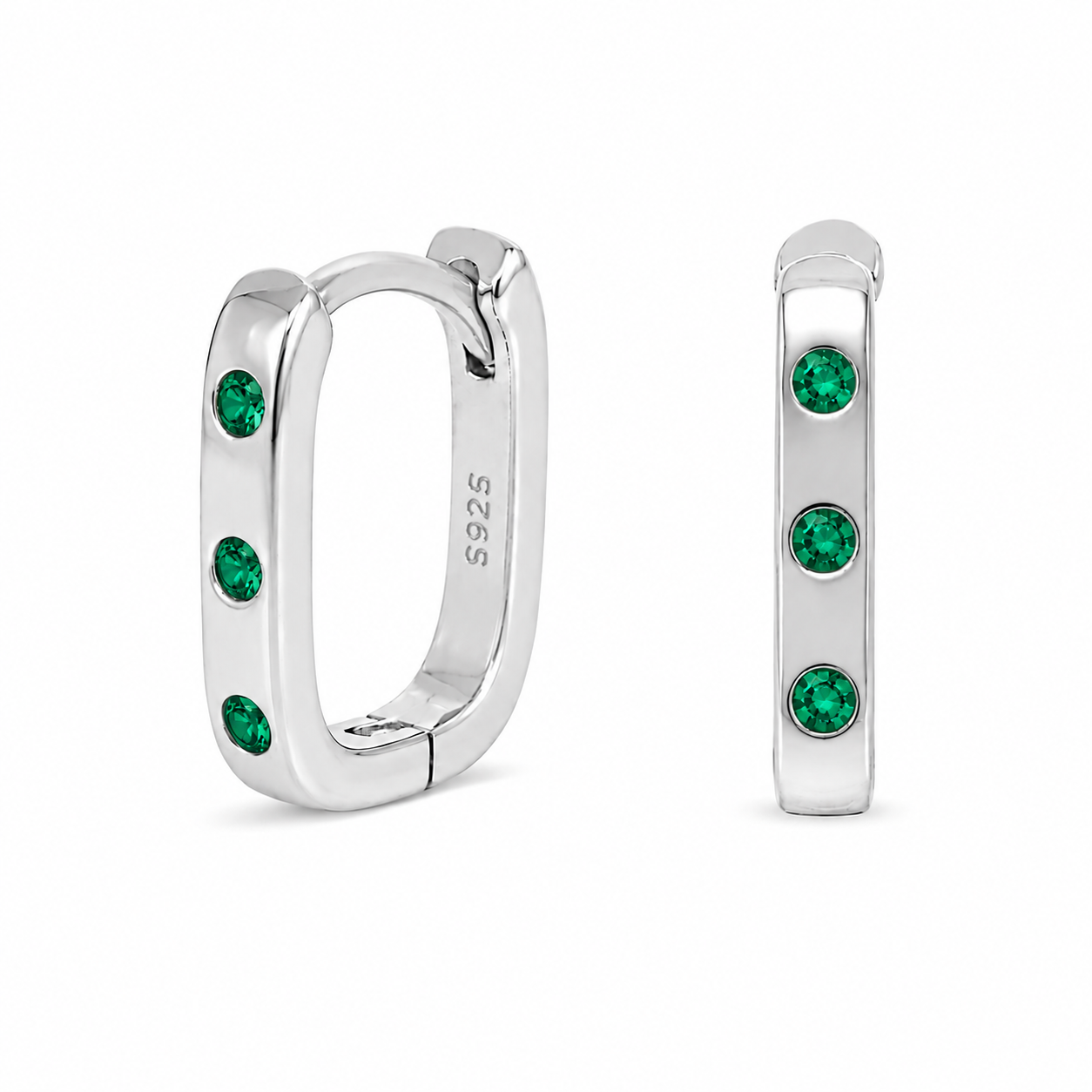 Tri-Zircon Rectangle Hoop
