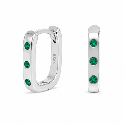Tri-Zircon Rectangle Hoop