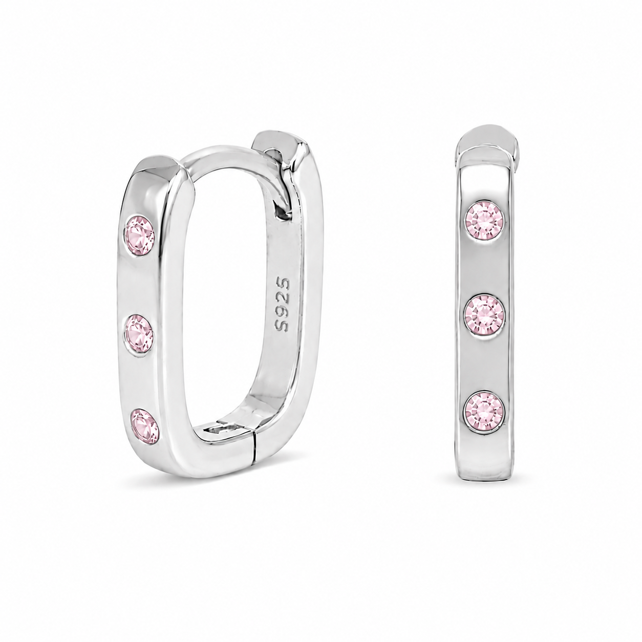 Tri-Zircon Rectangle Hoop
