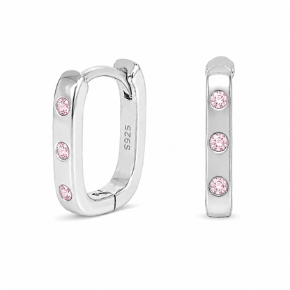 Tri-Zircon Rectangle Hoop