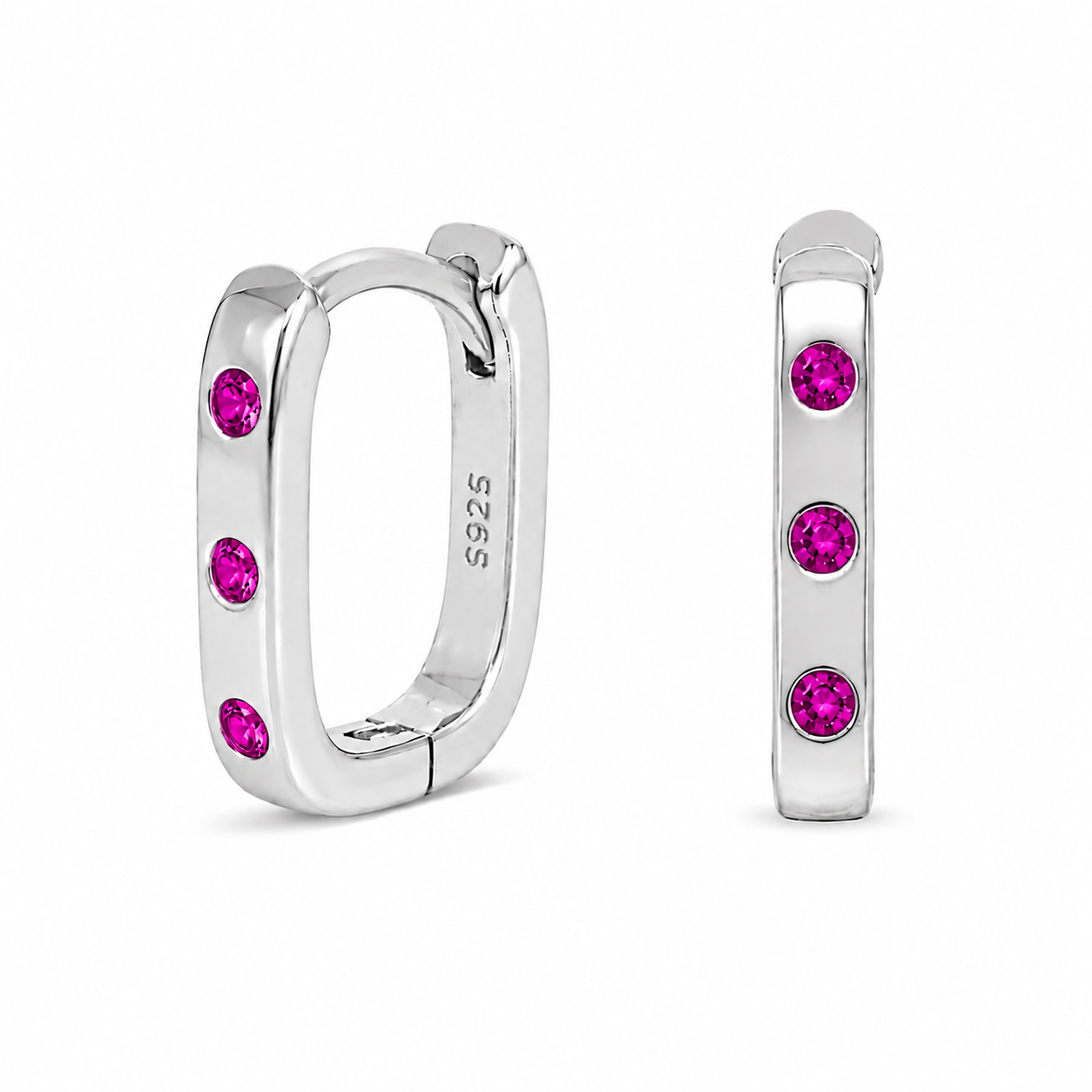 Tri-Zircon Rectangle Hoop