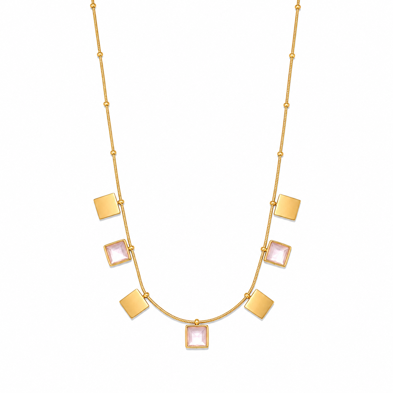 Square Pink Charms Necklace