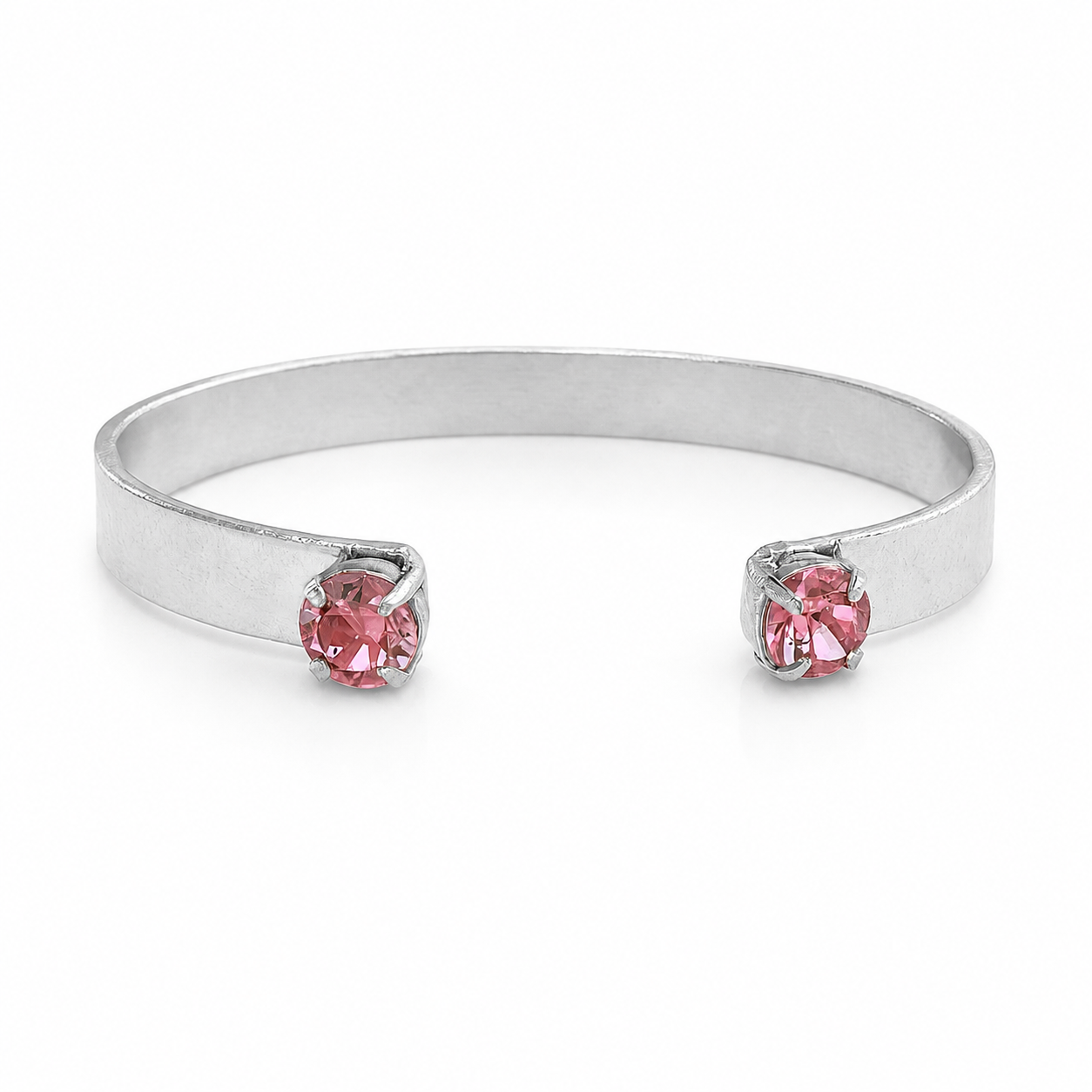 Round Pink Swarovski Stone Bangle